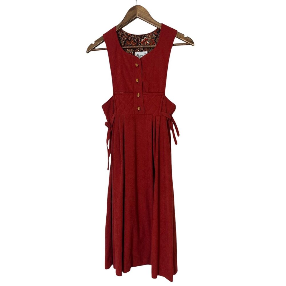 Vintage Act 1 Red Peasant Midi Dress Womens Sz S Cottagecore Artsy Ren Faire
